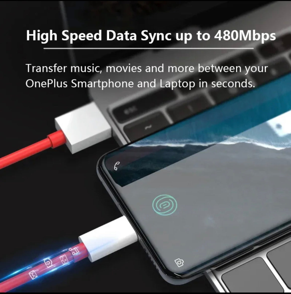 BlackBoar Ultracharge - 65W Dash Warp Charge Cable, USB A to Type C, 6A Data Sync Fast Charging Cable 1.2 M length