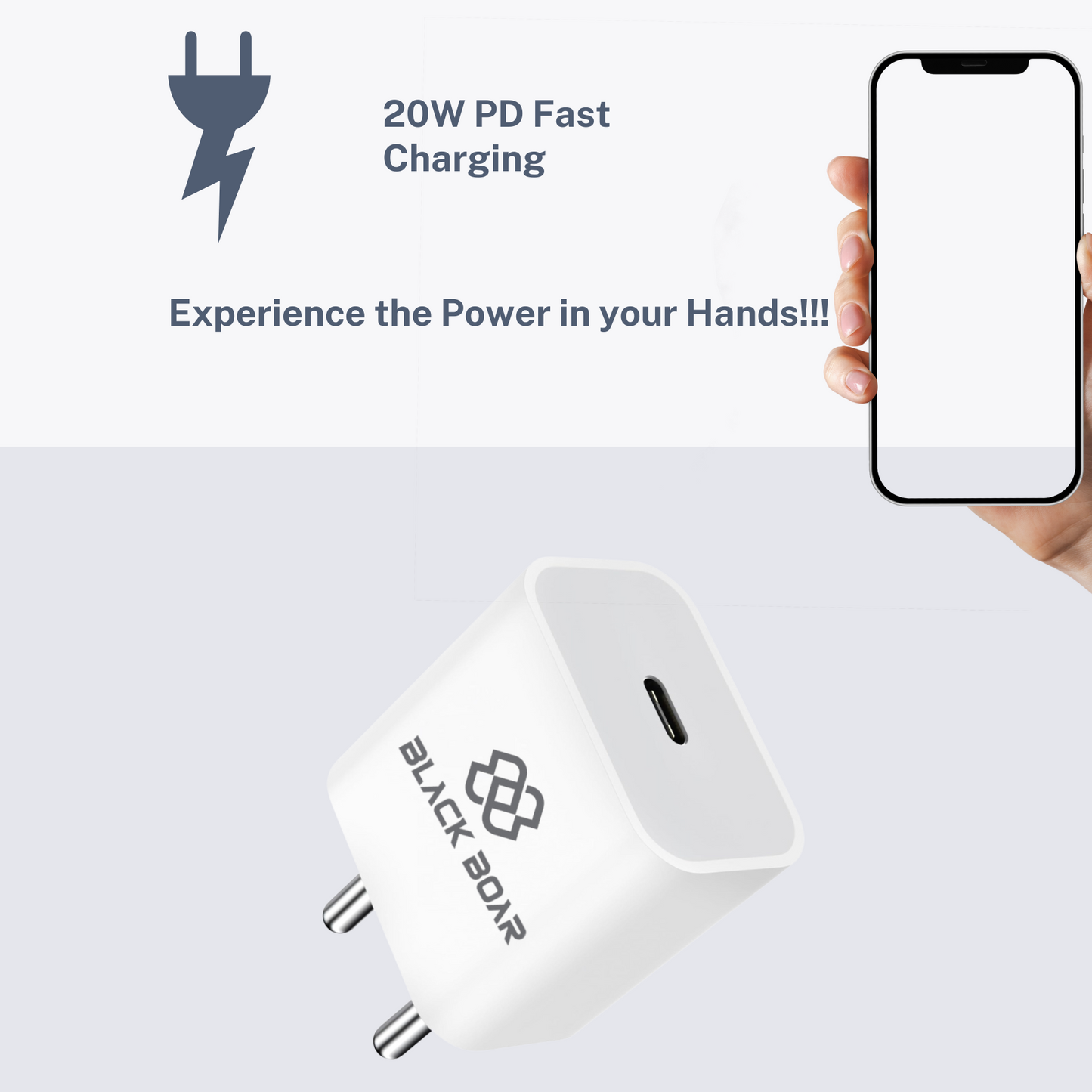 BlackBoar PowerPulse iPhone 20W Charger Type C Adapter, Compatible with  iPhone 16/16 Plus/16 Pro/16 Pro Max, iPhone 15/15 Plus/15 Pro/15 Pro Max, iPhone 14/13/12/11 Series with PD 3.0 USB-C 20 Watt Fast Charging Adaptor BIS Certified