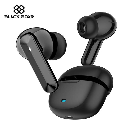 BlackBoar Truly Wireless in Ear Earbuds with 35H Playtime, ENC Mic, 50ms Low Latency, 10mm Bass Drivers, Type-C Fast Charging, IPX5 Ear Buds TWS (Black)