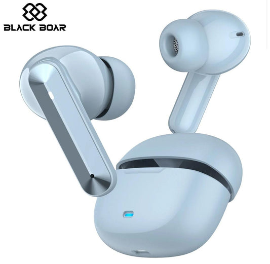 BlackBoar Truly Wireless in Ear Earbuds with 35H Playtime, ENC Mic, 50ms Low Latency, 10mm Bass Drivers, Type-C Fast Charging, IPX5 Ear Buds TWS (Blue)