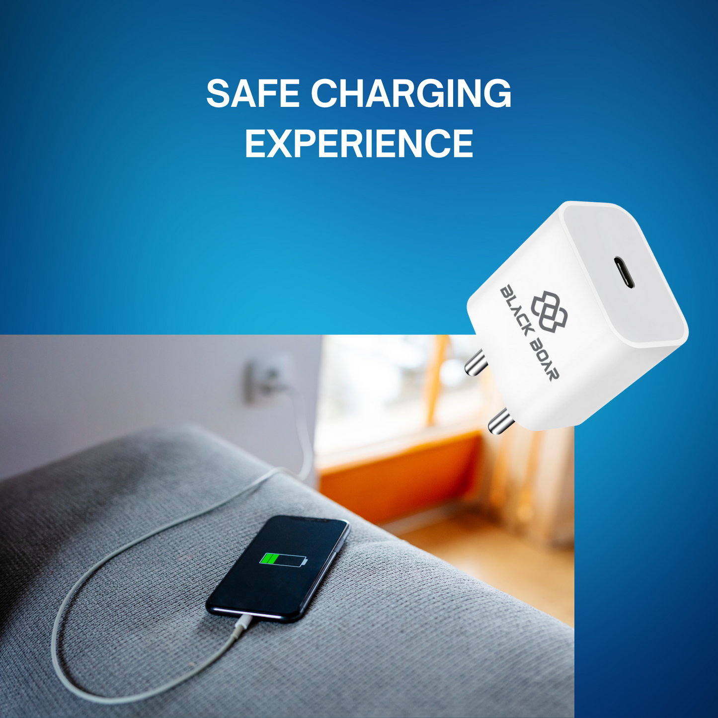 BlackBoar PowerPulse iPhone 20W Charger Type C Adapter, Compatible with  iPhone 16/16 Plus/16 Pro/16 Pro Max, iPhone 15/15 Plus/15 Pro/15 Pro Max, iPhone 14/13/12/11 Series with PD 3.0 USB-C 20 Watt Fast Charging Adaptor BIS Certified